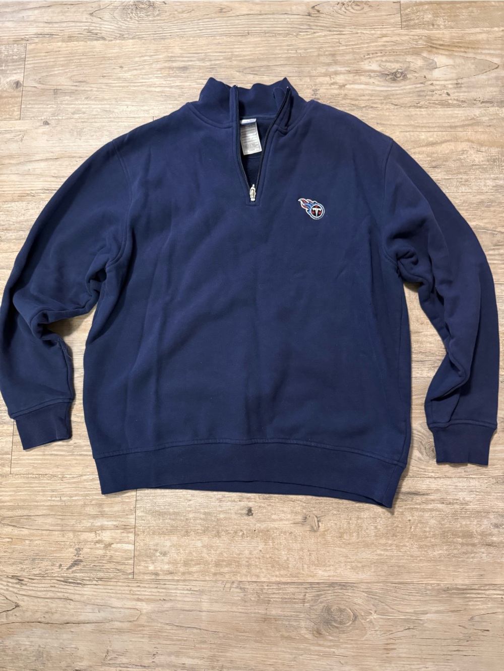 Reebok Navy Quarter-Zip Pullover with Titans Logo